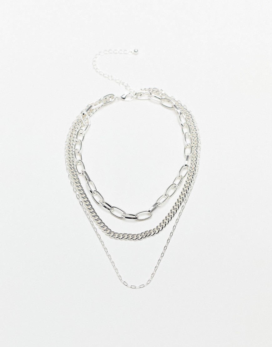 Topshop multi-chain necklace in silver