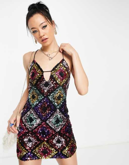 Multi coloured outlet sparkly dress