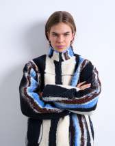 Monki long sleeve slim fit scoop neck t-shirt in black and off white stripe