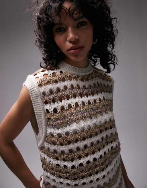 Topshop - Multifarvet tanktop i hulstrik