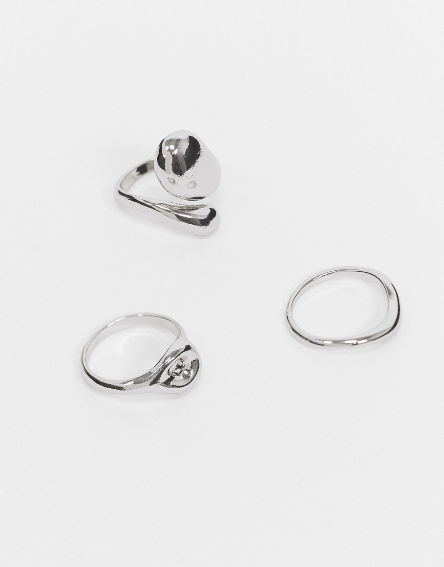 Topshop - Multipack van ringen met gedraaid model in zilverkleur