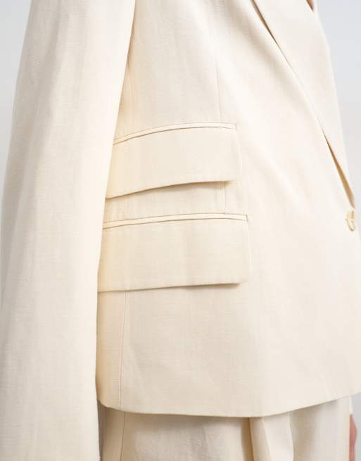 Topshop multipocket blazer in ecru, 3 of 4
