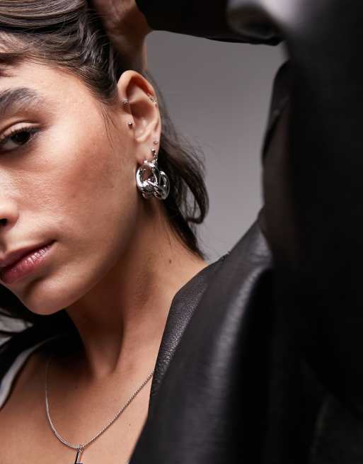 Topshop - Munich - Oorbellen met brede schakels in zilver