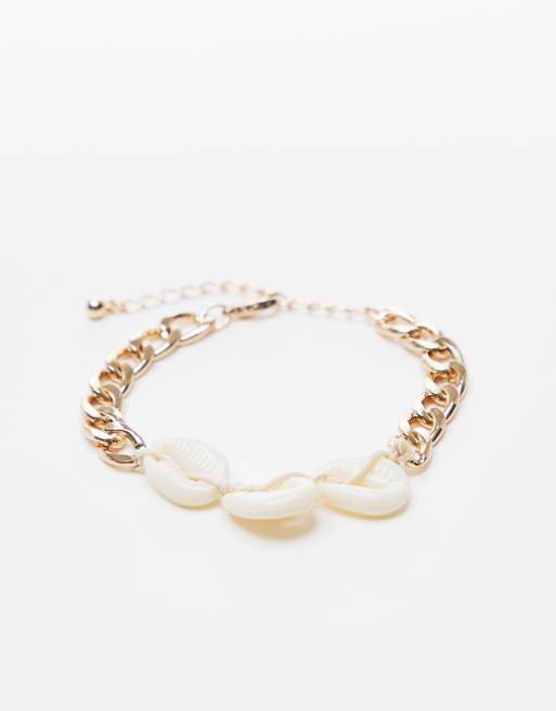 Topshop – Muschel- und Kettenarmband in Gold