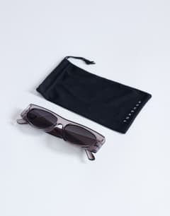 Model wearing Mykonos cat eye sunglasses in tortoise