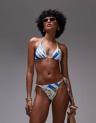 Topshop - Mykonos - Mehrfarbiges Triangel-Bikinioberteil-Bunt