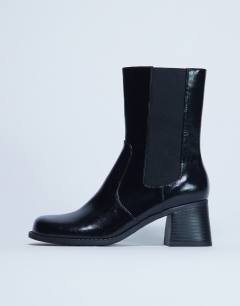 Myra block heel chelsea boot in black