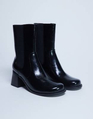 Topshop Myra Block Heel Chelsea Boots In Black