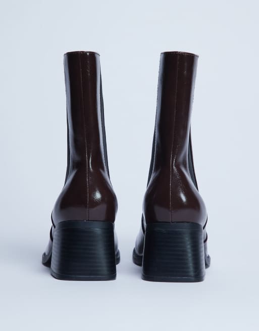 Topshop – Myra – Chelsea-Stiefel in Schokobraun mit Blockabsatz, 3 von 4