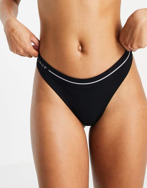 Topshop - Naadloze string in zwart 