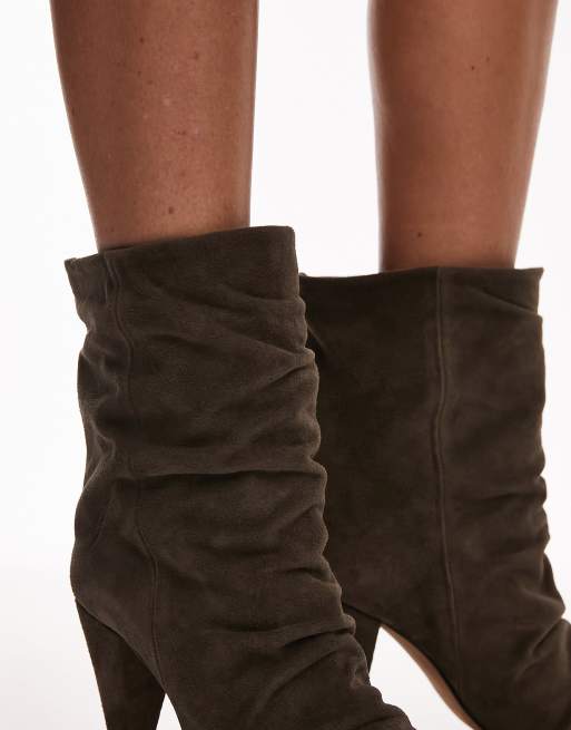 Topshop – Nadia – Spitze Ankle-Boots aus echtem Wildleder in Grau mit kegelförmigem Absatz , 4 von 4