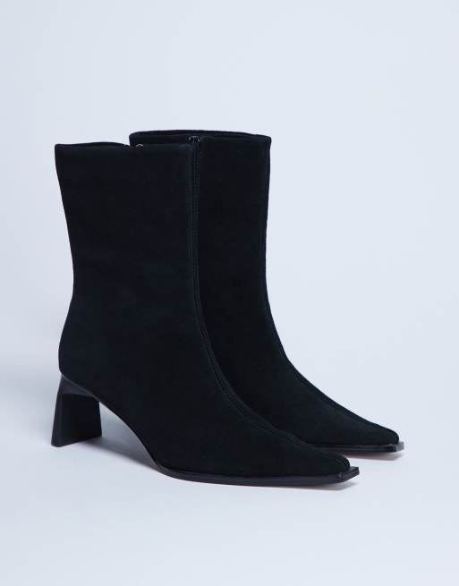 Topshop – Nadie – Ankle-Boots aus Wildleder in Schwarz mit eckiger Spitze und Absatz, 4 von 4