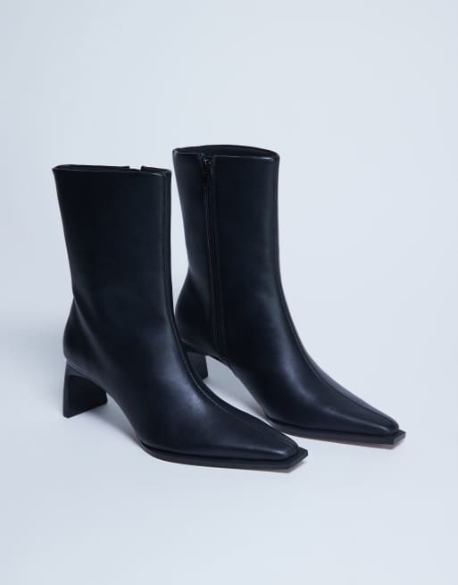 Topshop Nadie chisel toe ankle boots in black