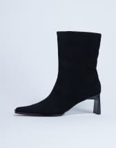Topshop Nadie chisel toe heeled ankle boot in black suede
