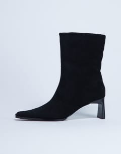 Nadie chisel toe heeled ankle boot in black suede