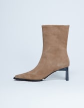 Topshop Nadie real suede chisel toe ankle boot in beige
