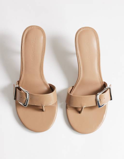 Topshop - Nadine - Mules mi-hautes avec boucle - Taupe, 3 de 4