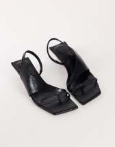 Topshop Nadir asymmetric mid heel sandal in black