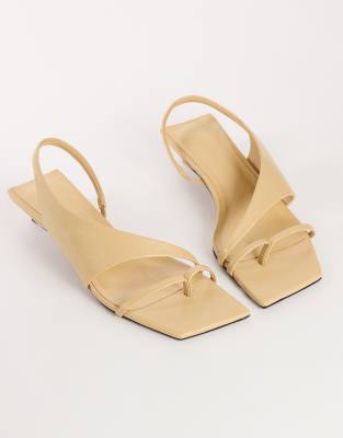 Topshop Nadir Asymmetric Mid Heel Sandal In Neutral