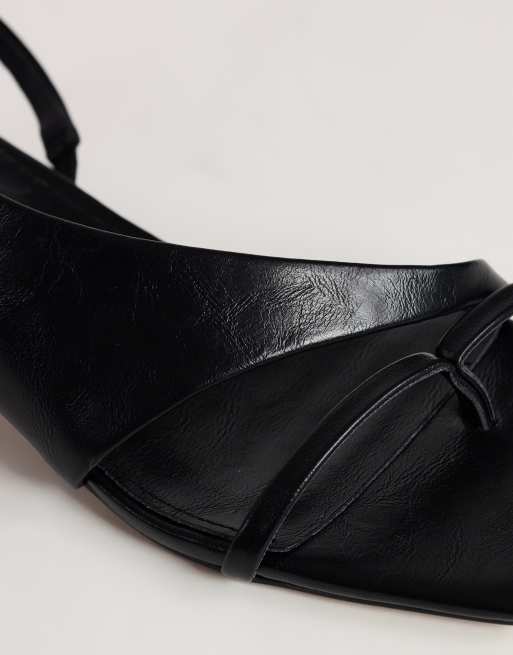 Topshop Nadir asymmetrisk sandal med mellemhøj hæl i sort, 3 af 4