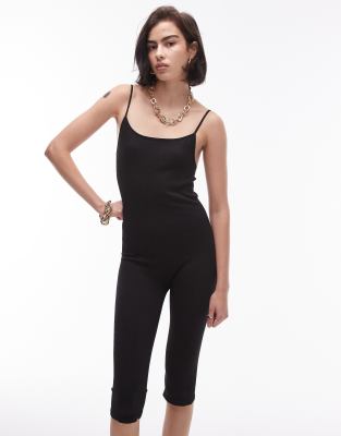 Topshop - Nahtloser Capri-Einteiler in Schwarz