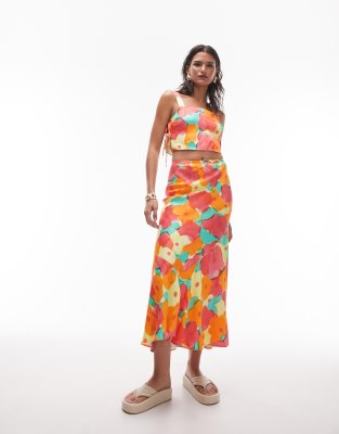 Topshop Naive Floral Fishtail Midi Skirt In Multi - Part Of A Set