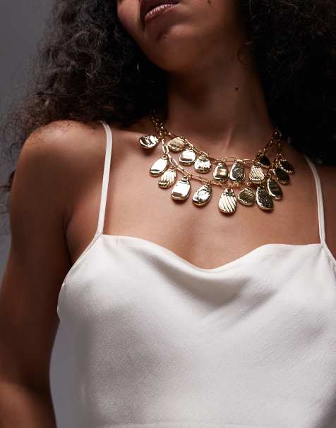 Topshop – Nala – Guldfärgat halsband med hängen - view 1