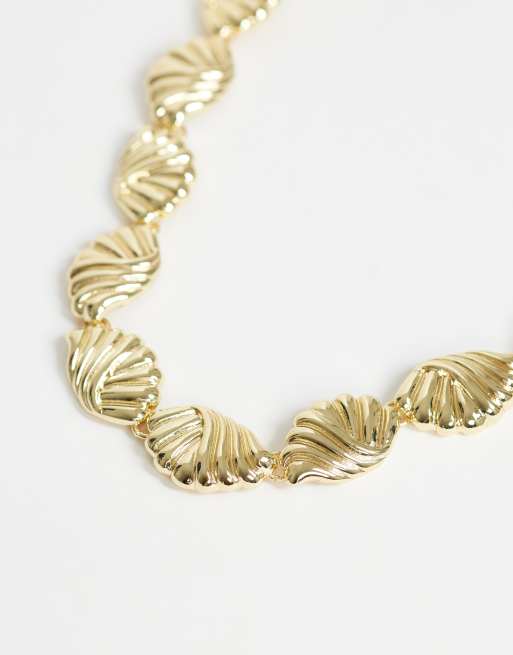 Topshop Naleigh swirl necklace in gold, 4 of 4