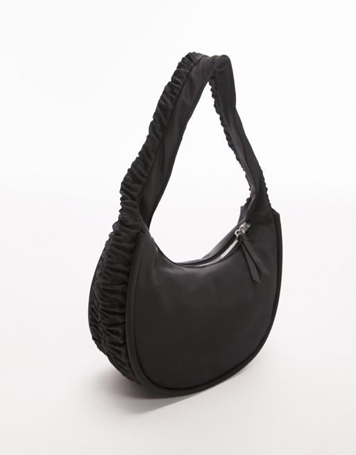 Topshop Sammie Half Moon Shoulder Bag in Black