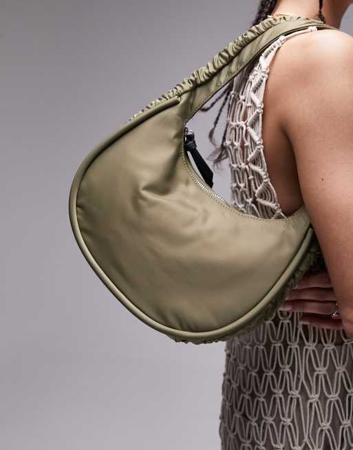 Topshop Nancy nylon shoulder bag in khaki, 2 of 4