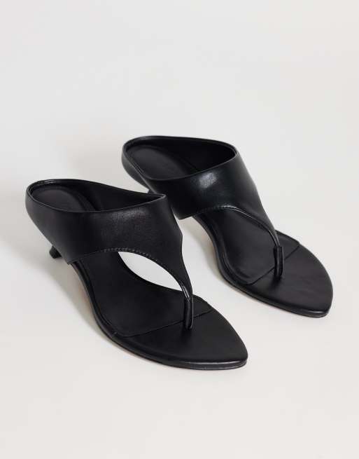 Topshop - Nancy - Sandali con tacco medio e infradito neri, 2 di 4