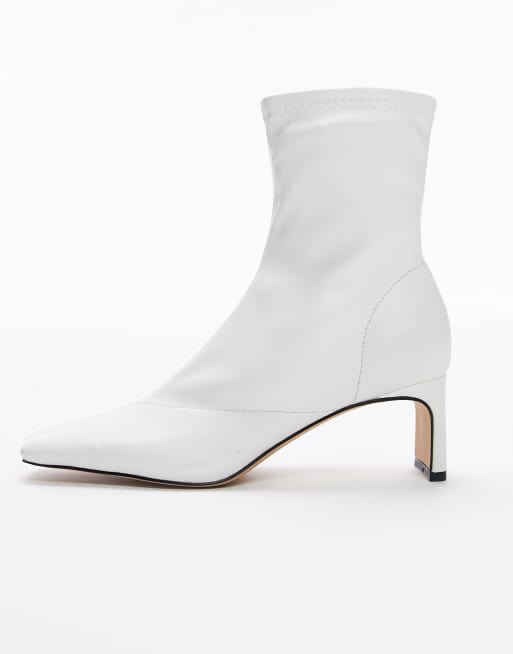 Topshop - Naomi - Bottines souples à talon mi-haut avec bout carré - Blanc, 2 de 4