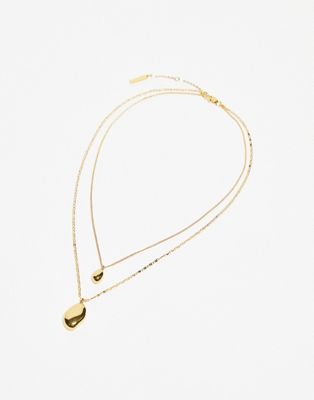 Topshop Naples 2 pack pendant necklace in 14k gold plated - ASOS Price Checker