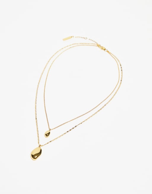 Topshop - Naples - Lot de 2 colliers à pendentif en plaqué or 14 carats