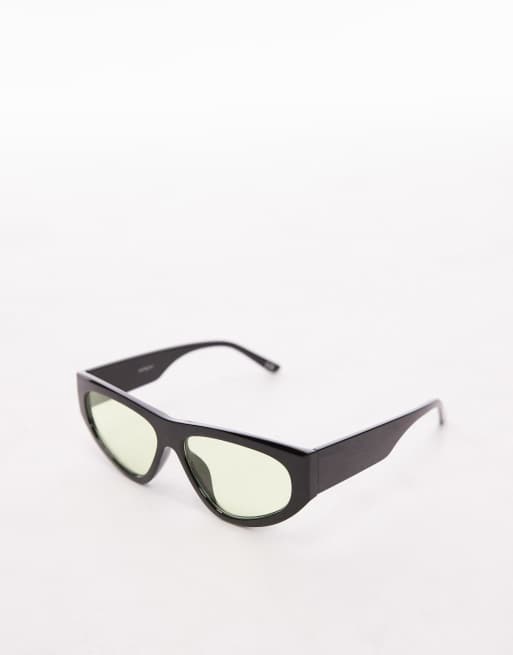 Topshop – Napoli – Eckige Sonnenbrille in Zitronengrün, 2 von 3