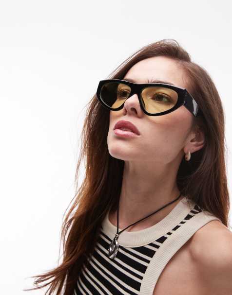 Topshop - Napoli - Lunettes de soleil angulaires - Citron vert - view 1