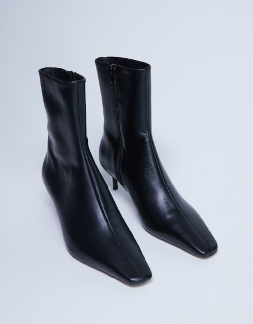 Topshop - Narla - Bottines à talon aiguille en cuir véritable de qualité supérieure - Noir, 4 de 4