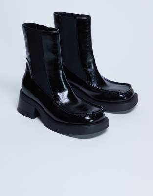 Topshop - Narla - Chelsea-Stiefel in Schwarz mit eckiger Zehenpartie