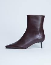 Topshop Narla premium real leather high pin heeled ankle boots in burgundy