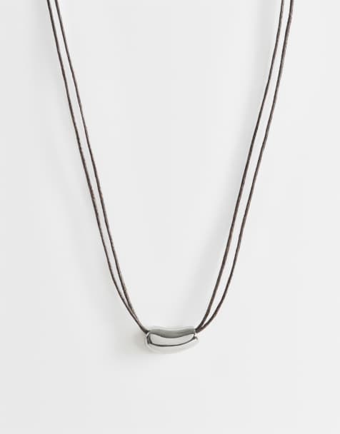 Topshop Nasha - collar de cordón en chocolate con plata - view 1