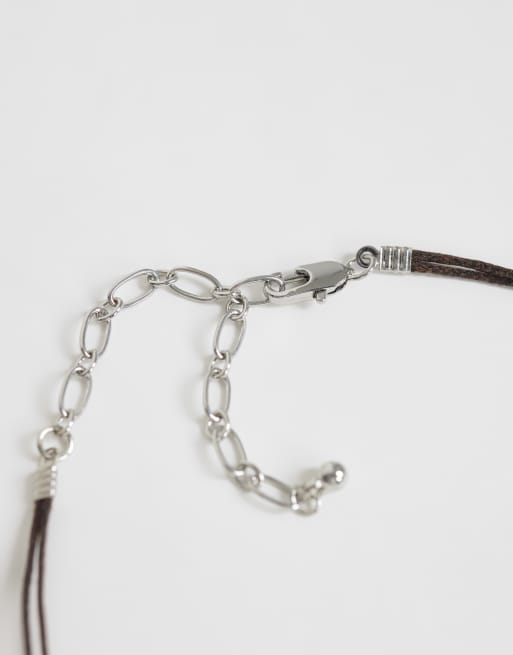 Topshop Nasha - collar de cordón en chocolate con plata, 3 de 4