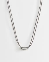 Topshop Nasha cord necklace in chocolate with silver