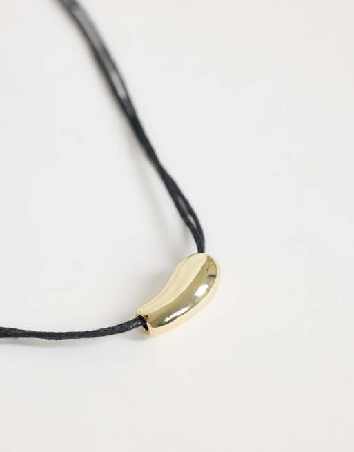 Topshop Nasha snörhalsband i svart med guld, 4 av 4