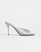 Topshop Nasim high heeled mule in grey satin