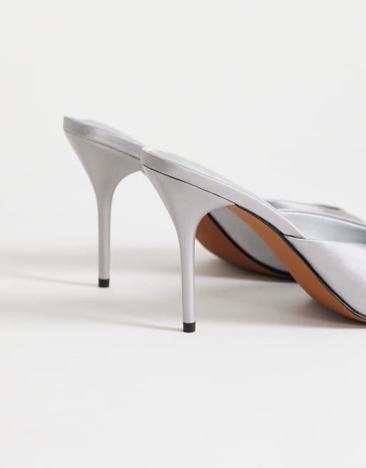 Topshop - Nasim - Mules en satin à talon haut - Gris, 2 de 4