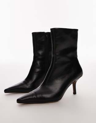 Topshop - Natalia - Ankle-Boots in Schwarz mit hohem Absatz