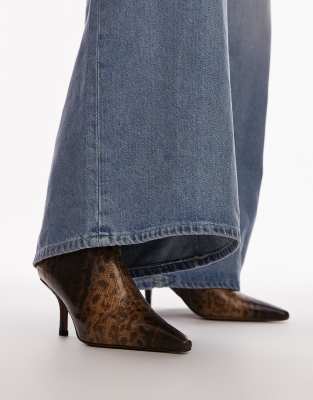 Topshop - Natalia - Ankle-Boots mit hohem Absatz und Schlangenmuster-Bunt