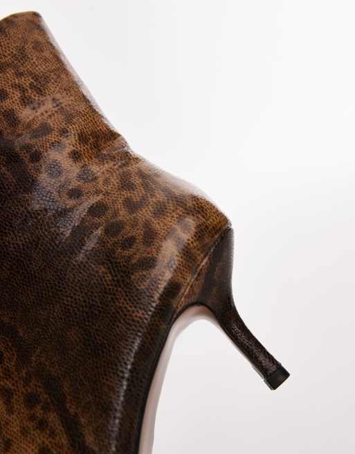 Topshop – Natalia – Ormskinnsmönstrade ankelboots med hög klack, 3 av 4