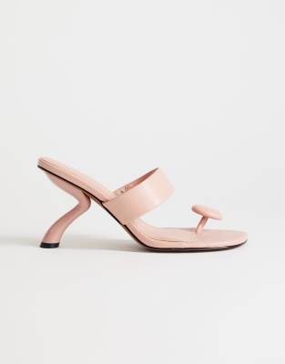 Topshop Natalie Angular Heel Flip Flops In Pink