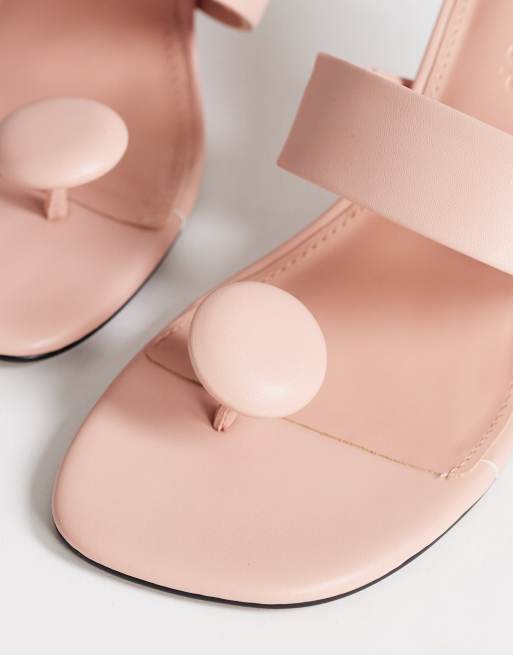 Topshop - Natalie - Sandalias de dedo rosas de tacón medio angular, 4 de 4
